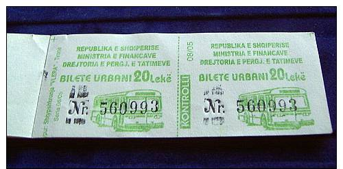 Albania ALbanien Albanie 20 Leke  Bus Fahrkarten Alte Stempel Ca 1970 - Europa