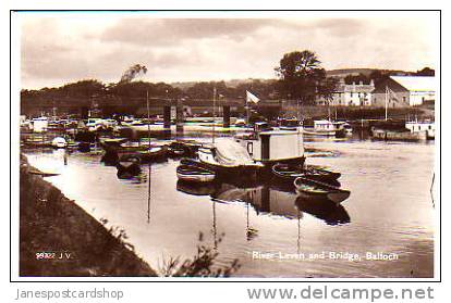 The River Lenven & Bridge BALLOCH Dunbartonshire--Argyll--Scotland--BOATING Real Photo - Dunbartonshire