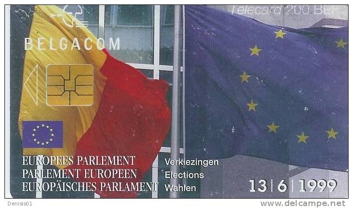 Cartes à Puce - Belgique Parlement Drapeau - 200 - N° 65 - JJ - Con Chip