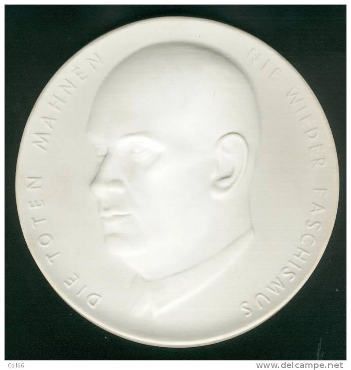 Médaille GM Porcelaine Anti-Nazi "Die Toten Mahnen" "Nie Wieder Paschismus" Des Sozialismus Und Dem Frieden 14.5cm Dia - Autres & Non Classés