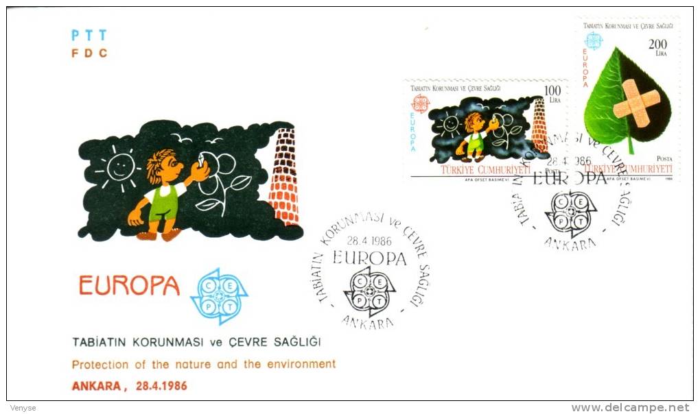 Env. FDC TURQUIE ¤ EUROPA Protection De La Nature 1986 - 1986