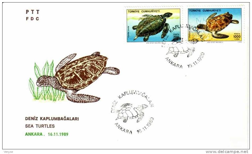 Env. FDC TURQUIE Tortues De Mer 1989 - Tortugas