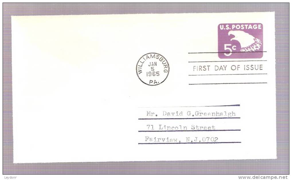 FDC Eagle 1965 - Stamped Envelop - Scott # U550 - 1961-80