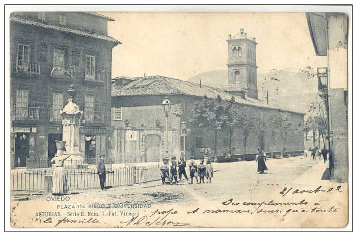 OVIEDO. Plaza De Riego Y Universitad. 1902. - Asturias (Oviedo)