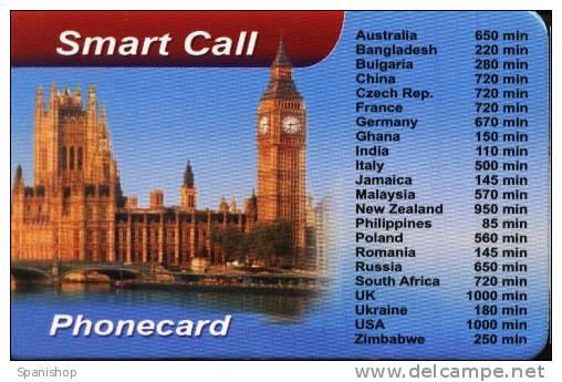 UNITED KINGDOM PREPAID PHONECARD PARLIAMENT, BIG BEN.  ( LIST DIFFERENTES COUNTRIES) - To Identify