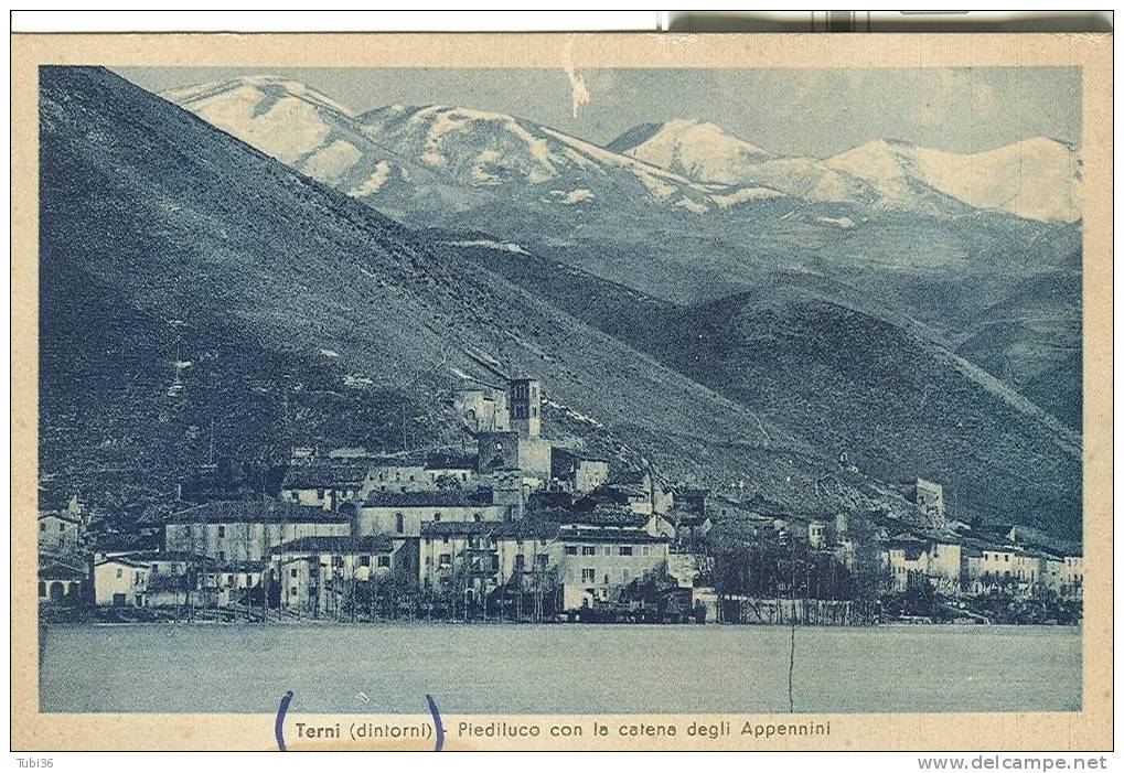 PIEDILUCO E CATENA DEGLI APPENNINI - (TERNI) -B/N NON VIAGGIATA  - 1956 - PANORAMA. - Terni