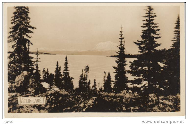 Atlin Lake Real Photo Vintage Postcard, Northern BC Canadian Rockies, Source Of Yukon River - Andere & Zonder Classificatie