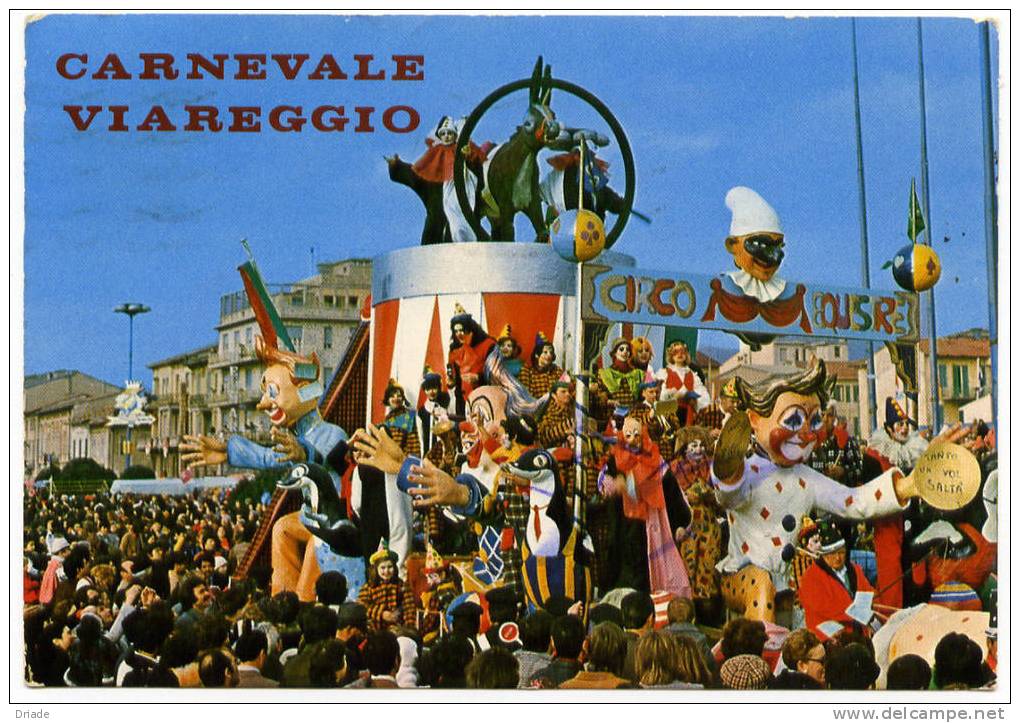 CARTOLINA CARNEVALE DI VIAREGGIO CARRO IL CIRCO EQUESTRE - Viareggio