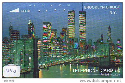 Telecarte JAPAN Statue Of Liberty (444)  Statue De La Liberte Twins Towers New York USA  Phonecard BROOKLYN - Paysages