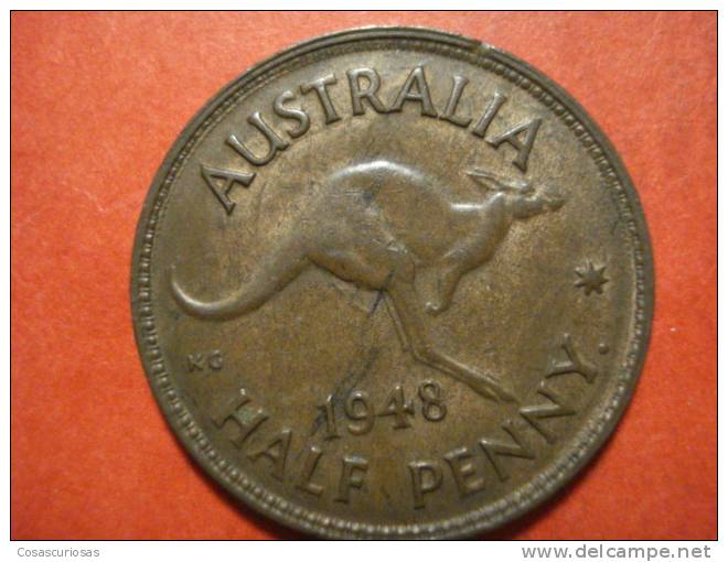906 AUSTRALIA  HALF PENNY   CANGOO CANGURO ANIMAL    AÑO / YEAR  1948 EBC+/XF - Penny
