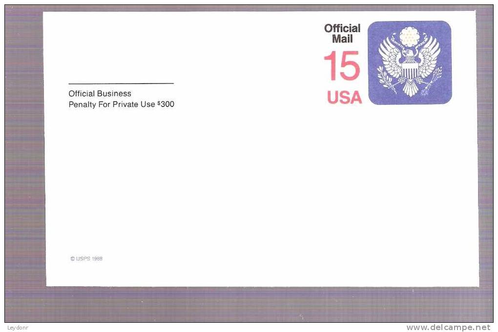 Postal Card - Official Mail 15 Cent -  Scott # UZ4 - Officials