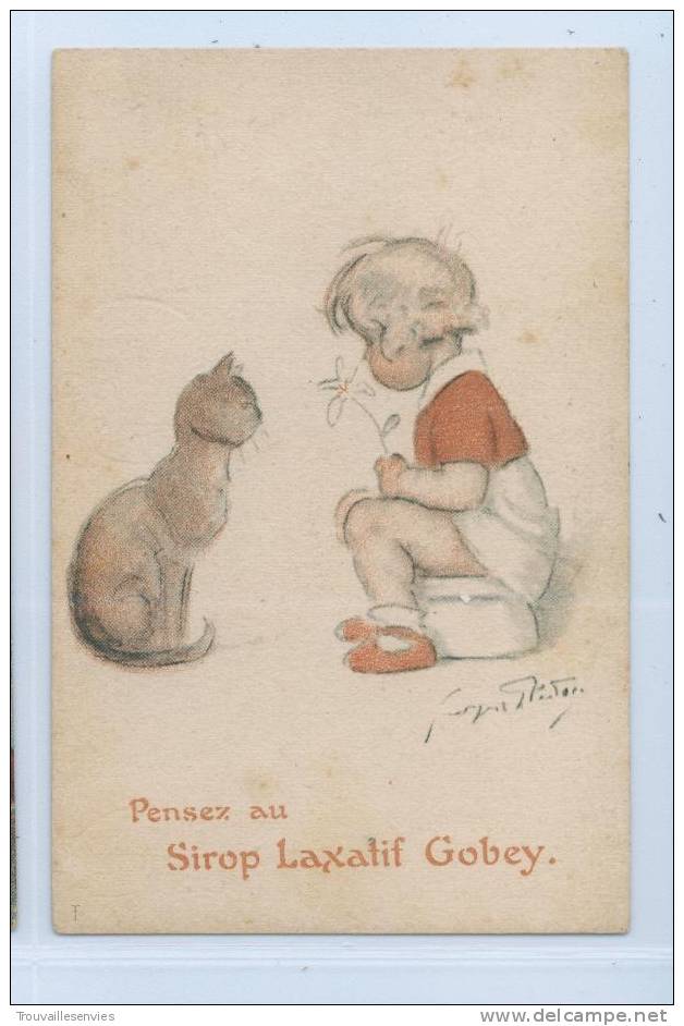 Illustrateur: Georges REDON - PUB: PENSEZ Au SIROP LAXATIF GOBEY -CHAT Et ENFANT Sur Pot - Redon