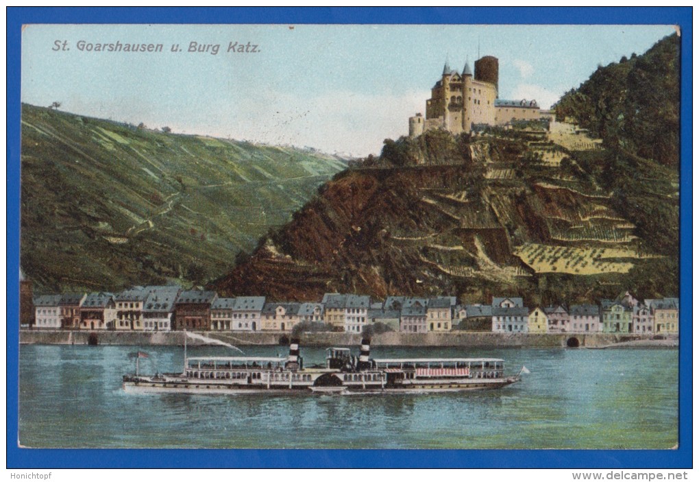 Deutschland; St. Goarshausen Mit Burg Katz; 1909 - St. Goar