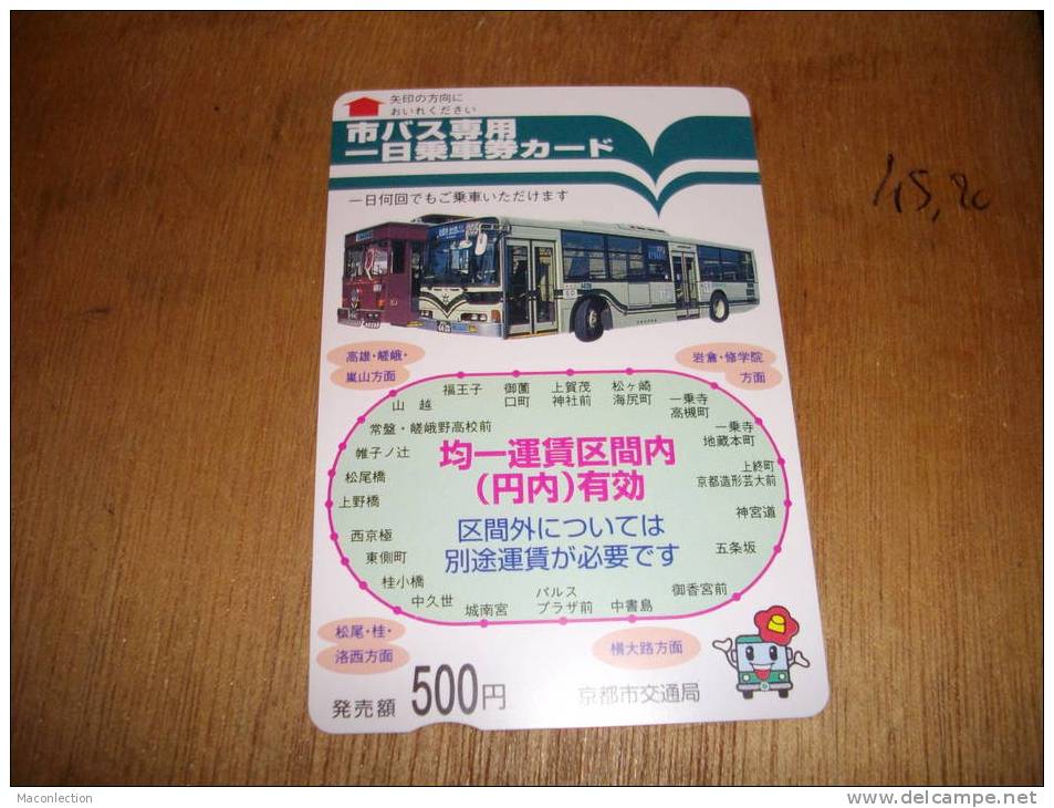 Ticket De Bus Autobus Kyoto Japon Japan 1999 - Erinnofilia