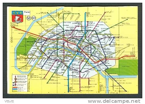 METRO - PARIS : Plan Du Métro Et Du RER. Edit. Abeilles (non Circulée) Blason Ville De Paris - U-Bahnen