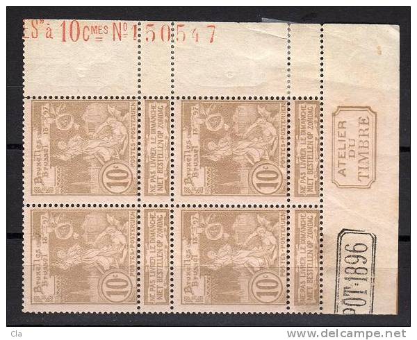 72 Bloc De 4  **  Insc. Marg.  Cob +88 - 1894-1896 Tentoonstellingen