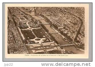 Jolie CP Paris 75 Perspective De La Seine Concorde Ile St Louis Cliché De La Compagnie Aérienne Française - Vue D'avion - Die Seine Und Ihre Ufer