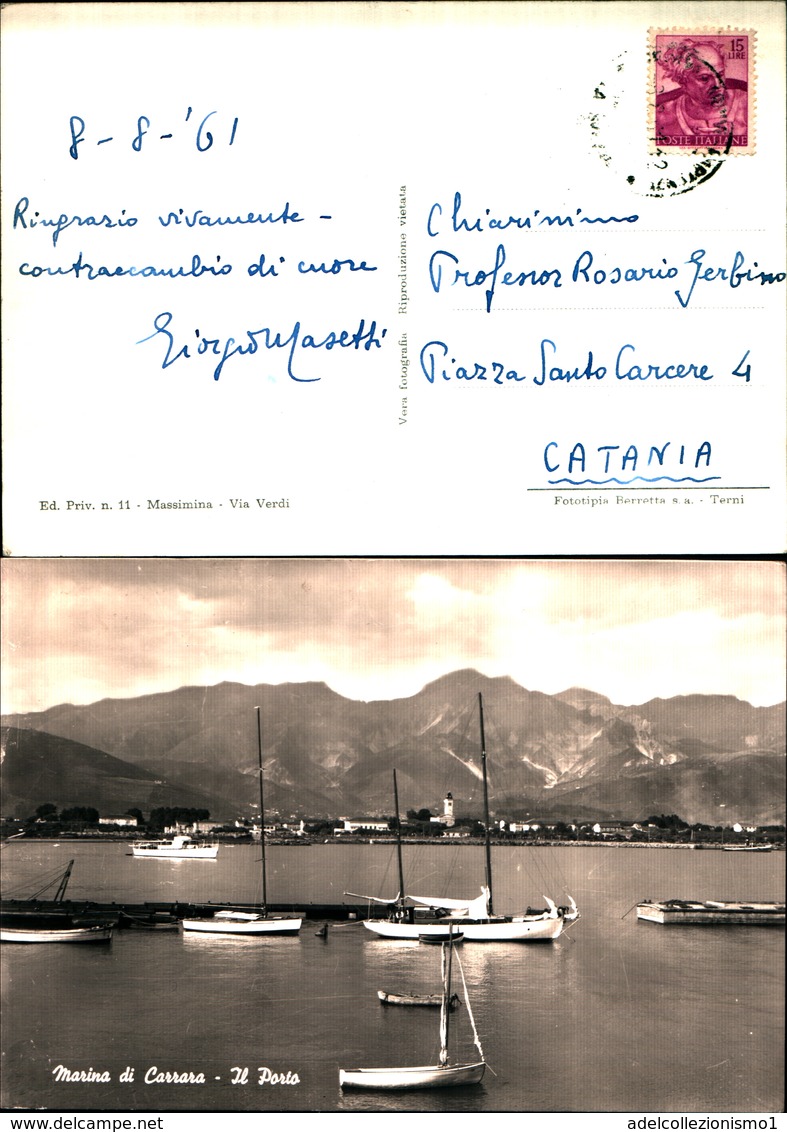 9439)cartolina Illustratoria  Marina Di Carrara - Il Porto-VIAGGIATA - Carrara