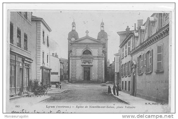 69 )FL) NEUVILLE SUR SAONE, Eglise Place Voltaire, N° 845 B.F. Edit --  Carte Précurseur ** - Neuville Sur Saone