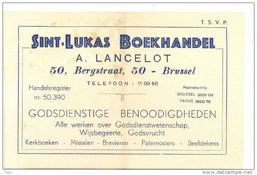 BRUXELLES - BRUSSEL - Carte De Visite Librairie Saint-Luc(bilingue)-Articles Religieux (1214)jm - Cartes De Visite