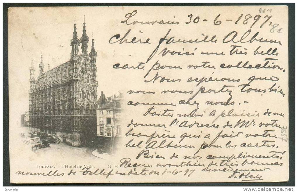 5 Cent. Expo De Bruxelles Obl. Sc LOUVAIN (STATION) S/C.V. Du 30 Juin 1897 Vers Bruxelles - 3657 - 1894-1896 Expositions