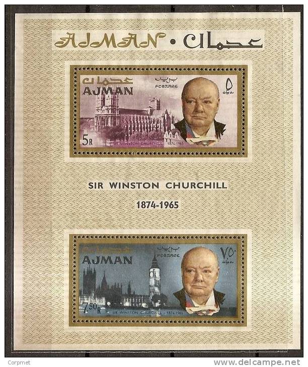 WINSTON CHURCHILL - ARABIE DU SUD-EST AJMAN - Yvert # 66/67 On UNUSED SOUVENIR SHEET - Sir Winston Churchill