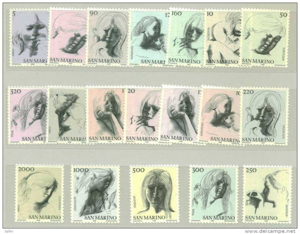 SAN MARINO - 1976/78 VIRTU´ CIVILI 19 Valori - Unused Stamps