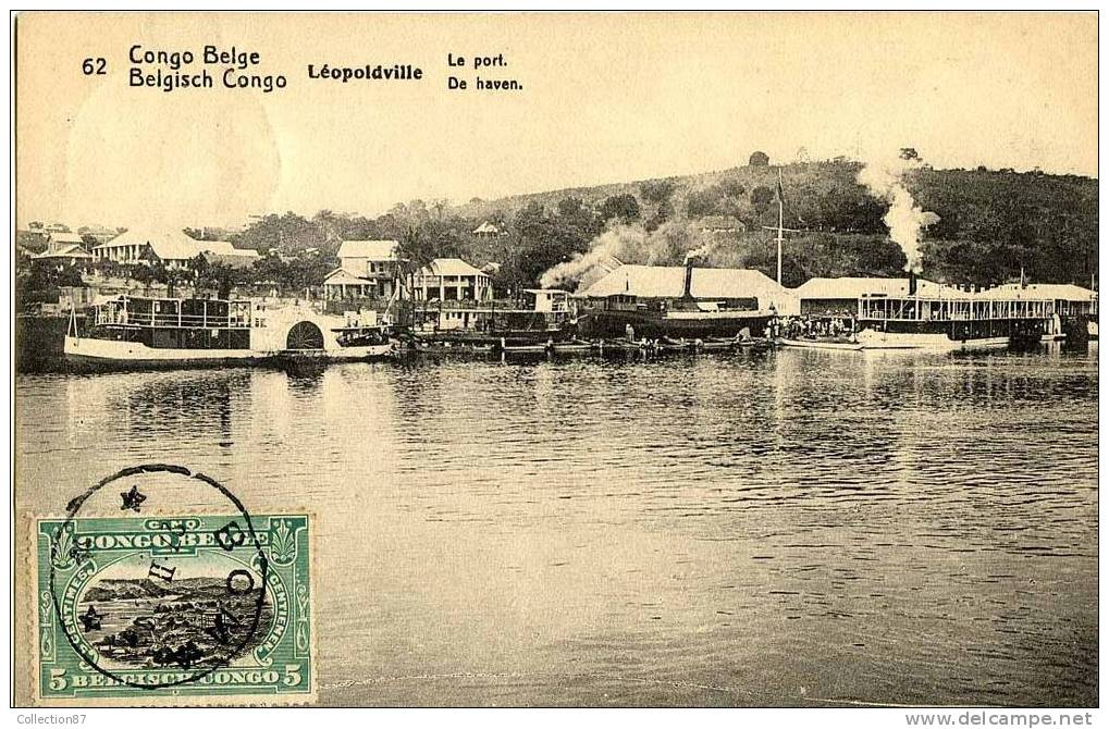 AFRIQUE - CONGO BELGE - LEOPOLDVILLE - LE PORT - BATEAU à AUBE - Kinshasa - Leopoldville