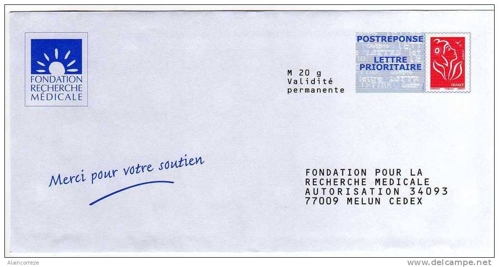 Entier Postal PAP Réponse Seine Et Marne Melun Fondation Recherche Médicale Autorisation 34093 N° Au Dos: 08P184 - Prêts-à-poster: Réponse /Lamouche