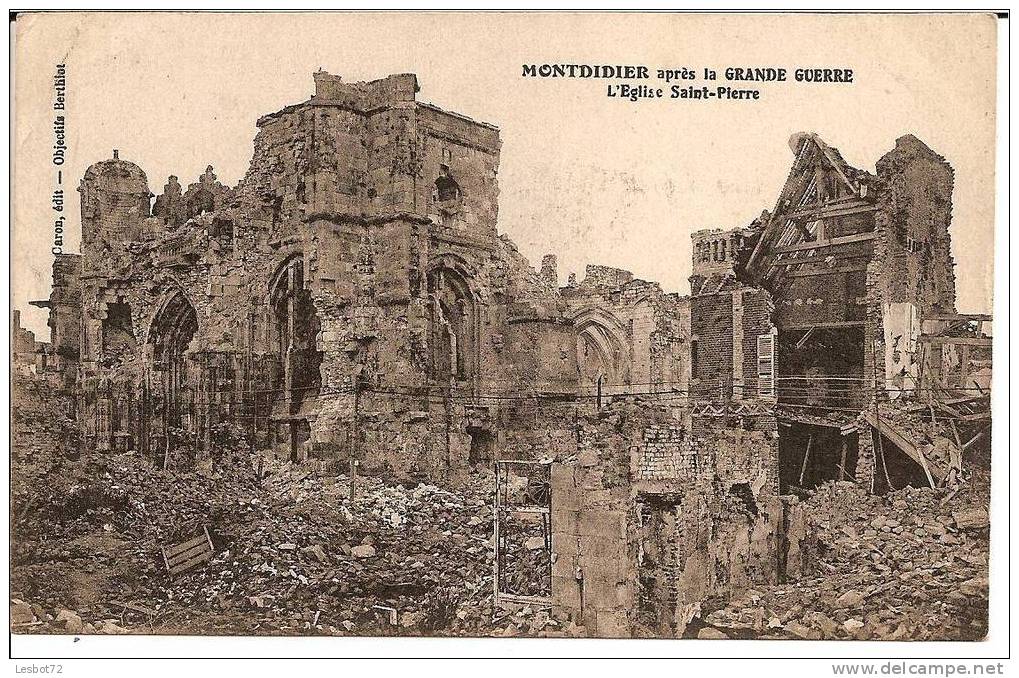 Cpa, Montdidier (Somme) Après La Grande Guerre, L´Eglise Saint-Pierre - Montdidier