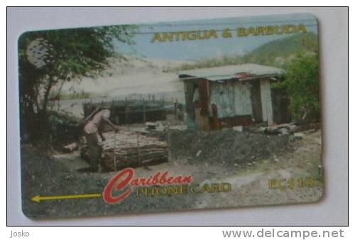 TRADITIONAL CHARCOAL BURNING   ( Antigua And Barbuda  - 97CATC.../B ) - Antigua And Barbuda