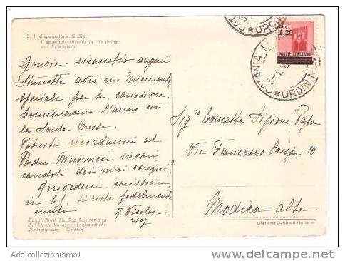 312) Cartolina  Con 1,20£. Sù 20c. Monumenti Distrutti Da Catania A Modica Il 3-1-1945 - Marcofilía