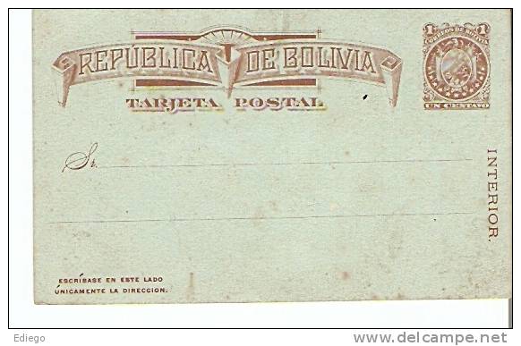 CARTE POSTALE ENTIER  (TARJETA POSTAL  1 CENTAVO) - Bolivie