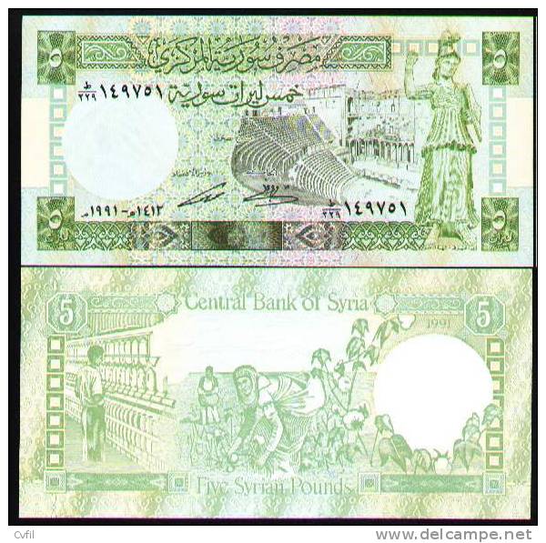 SYRIA 1991 -  FIVE SYRIAN POUNDS - WPM 100e - UNC - Syria