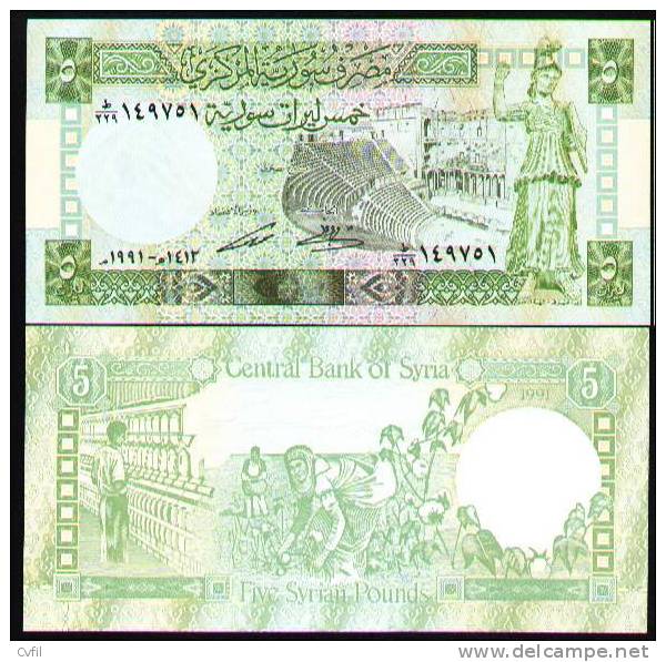 SYRIA 1991 -  FIVE SYRIAN POUNDS - WPM 100e - UNC - Syrie