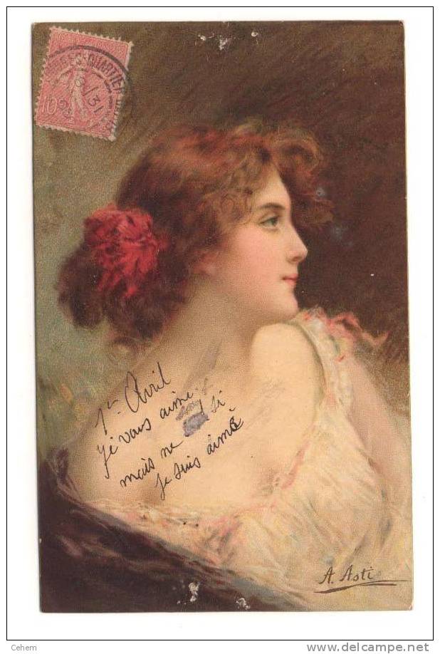 ILLUSTRATEUR A. ASTI LOT 6 CARTES DIFFERENTES PORTRAIT FEMMES FANTAISIE KF Serie 1292 - Asti