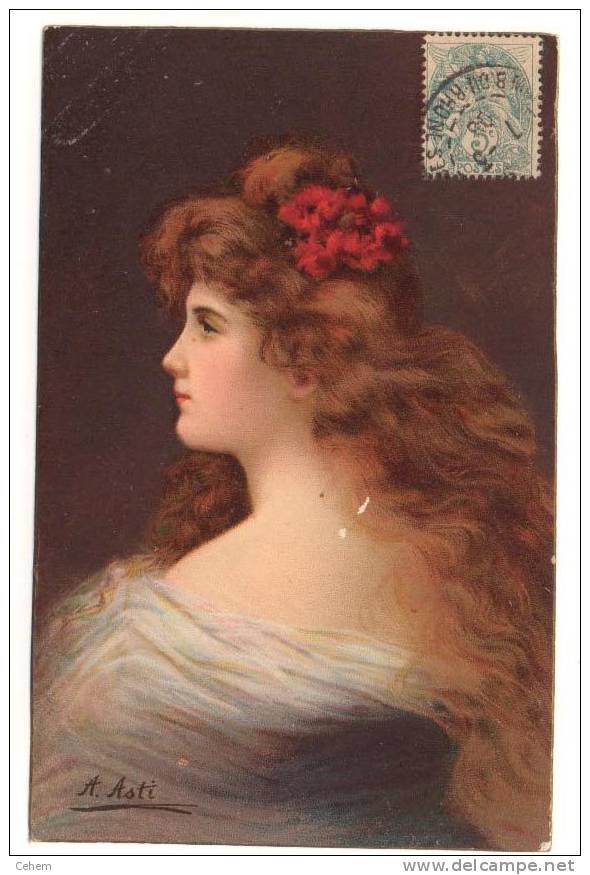 ILLUSTRATEUR A. ASTI LOT 6 CARTES DIFFERENTES PORTRAIT FEMMES FANTAISIE KF Serie 1292 - Asti