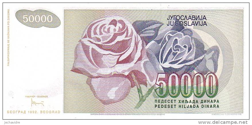 YOUGOSLAVIE   50 000 Dinara  Emission De 1992   Pick 117    ***** BILLET  NEUF ***** - Yugoslavia