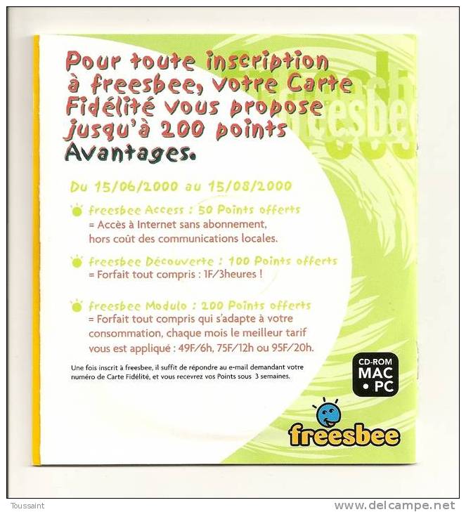 FREESBEE: Internet Facile, Tout Sur Internet En 2 Clics Et 3 Mouvements, Supermarché Géant Casino (08-2269) - Kit Di Connessione A  Internet