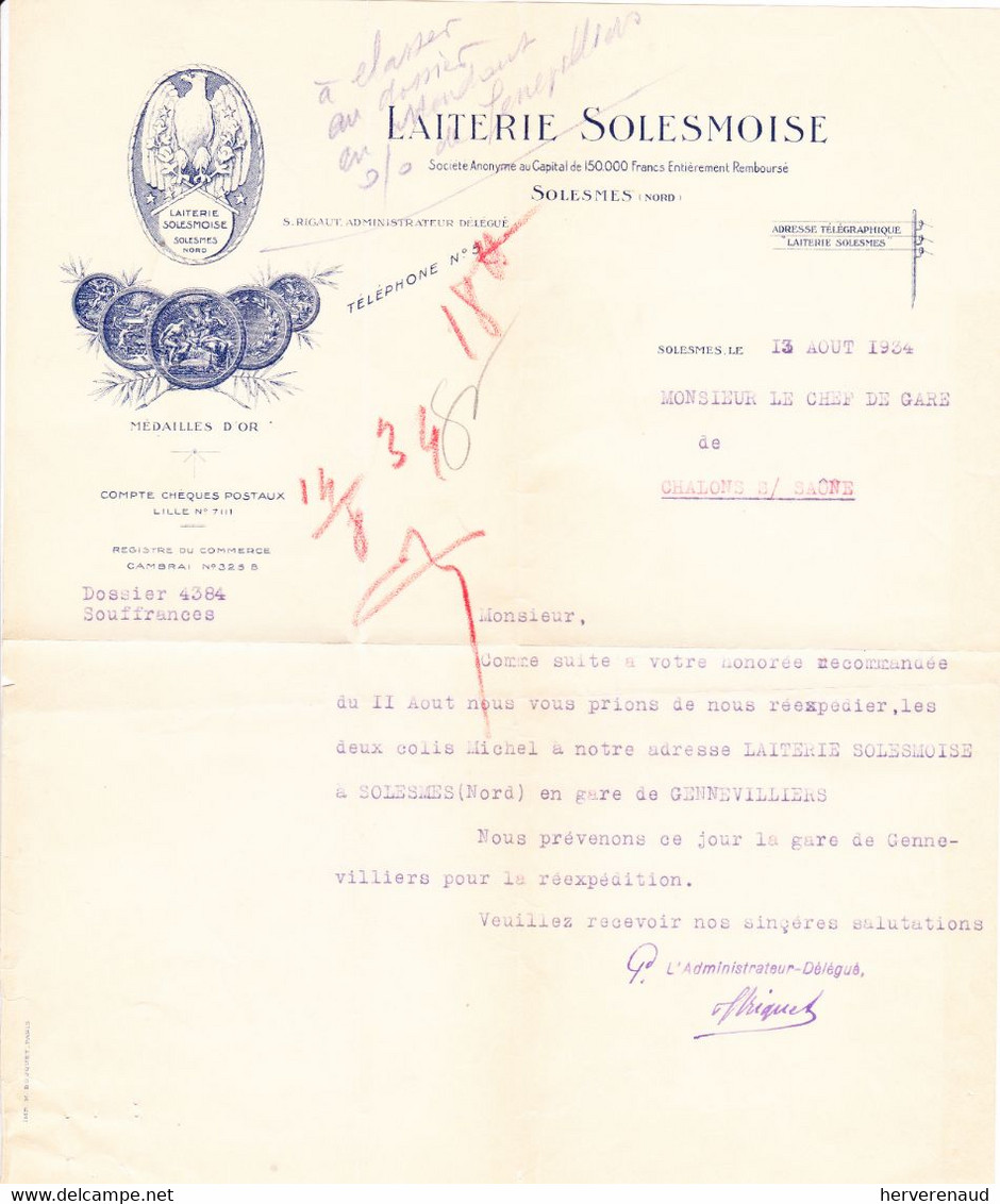 Paix 283 Sur Lettre De Solesmes (Nord), Pour  Chalon-sur-Saône - 1932-39 Paix