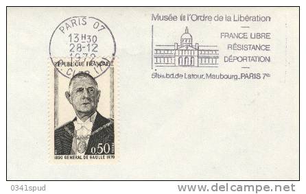 1972 France 75  Paris 07  De Gaulle - De Gaulle (Generale)