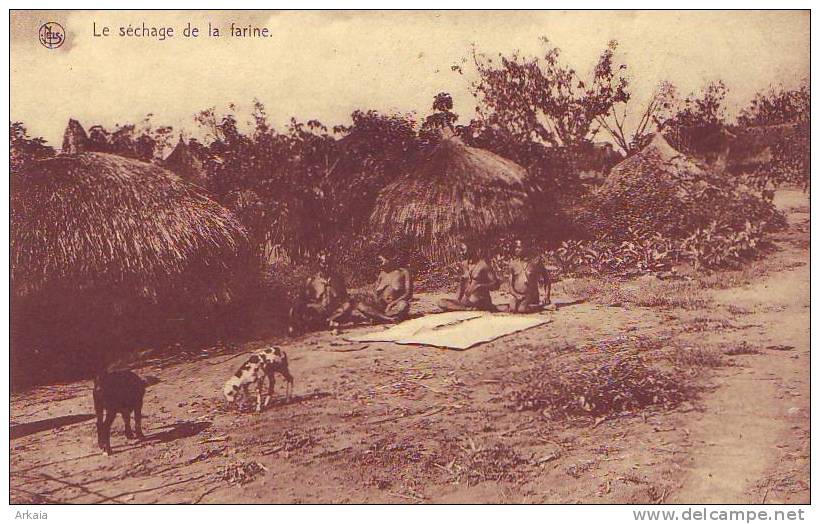 CONGO = Le Séchage De La Farine - Carte Animée (Nels) Vierge - Congo Belge