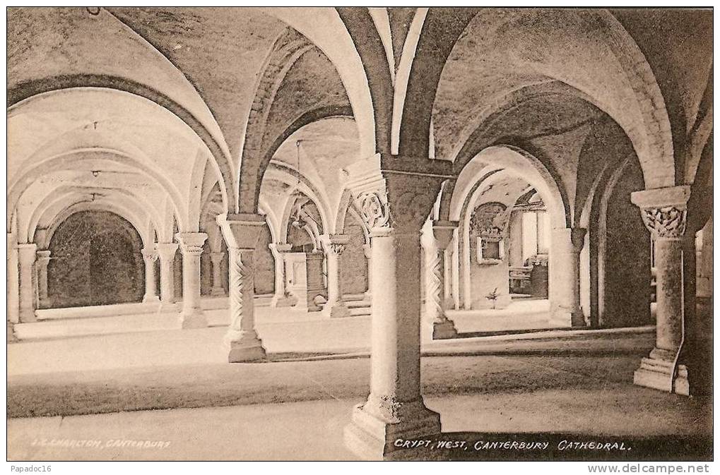 GB - K - Crypt, West, Canterbury Cathedral - Ed. J. G. Charlton (not Circulated / Non Circulée) - [crypte] - Canterbury