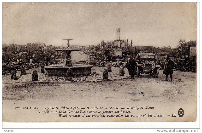 51 SERMAIZE LES BAINS Ce Qu'il Reste De La Grande Place Aprés Le Passage Des Boches Cpa Animée - Sermaize-les-Bains