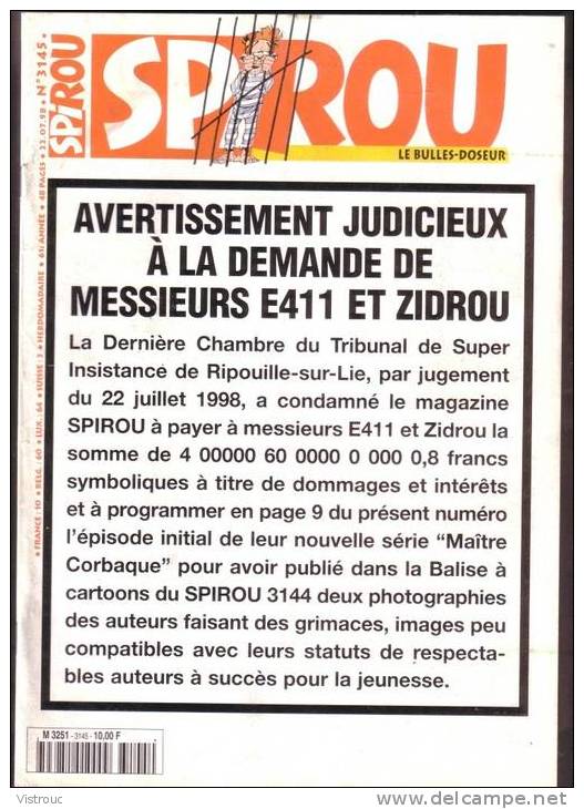 SPIROU N° 3145 - Année 1998. - Spirou Magazine