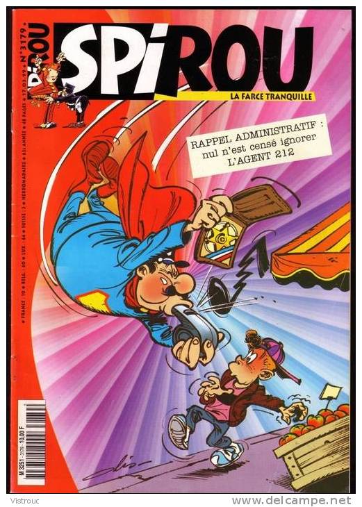 SPIROU N° 3179 - Couverture "AGENT 212" - Année 1999. - Spirou Magazine