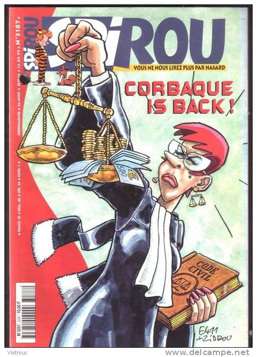 SPIROU N° 3187 - Couverture "Maître CORBAQUE" - Année 1999. - Spirou Magazine