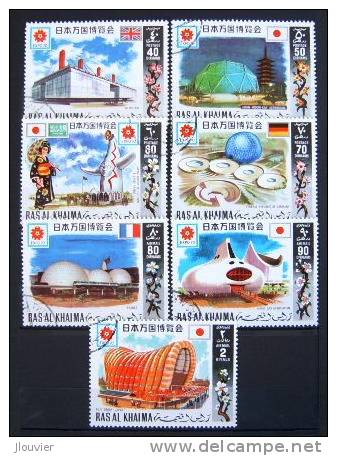 Série 7 Timbres Oblitérés : World Exhibition "EXPO '70" Osaka (Japan) - Pavilions. Ras Al Khaima. 1970. - 1970 – Osaka (Japon)