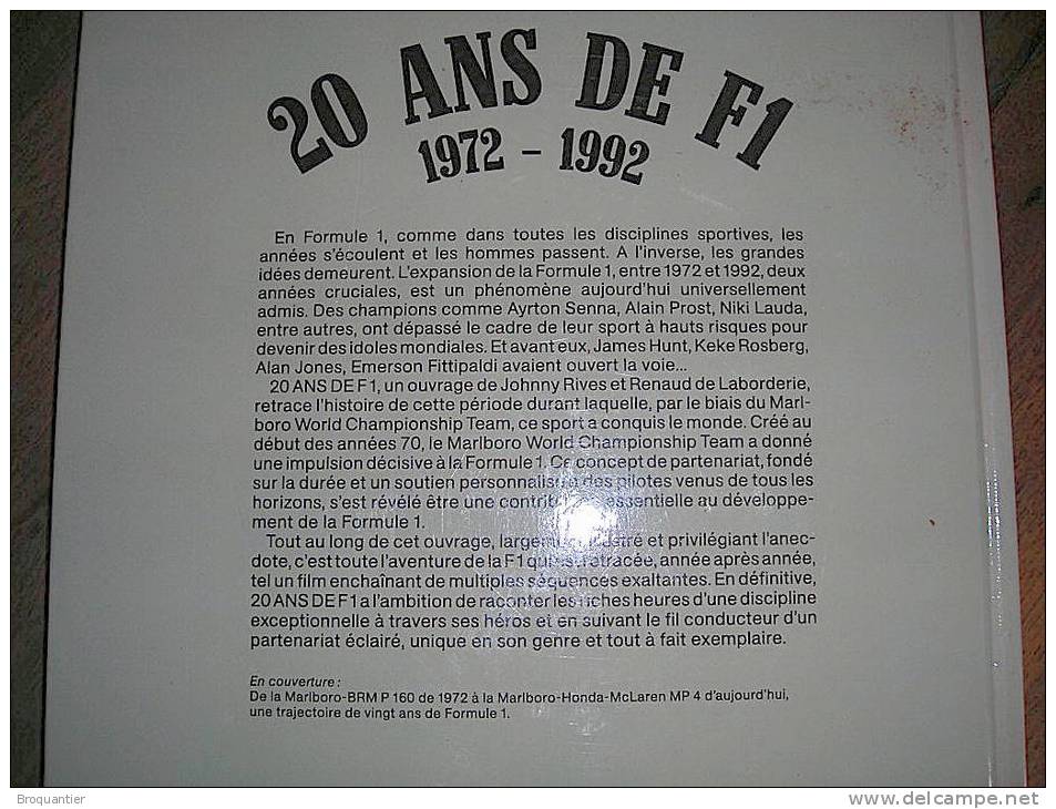 20 Ans De F 1. 1972- 1992 De Johnny Rives Et Renaud De Laborderie Chez Solar. - Auto