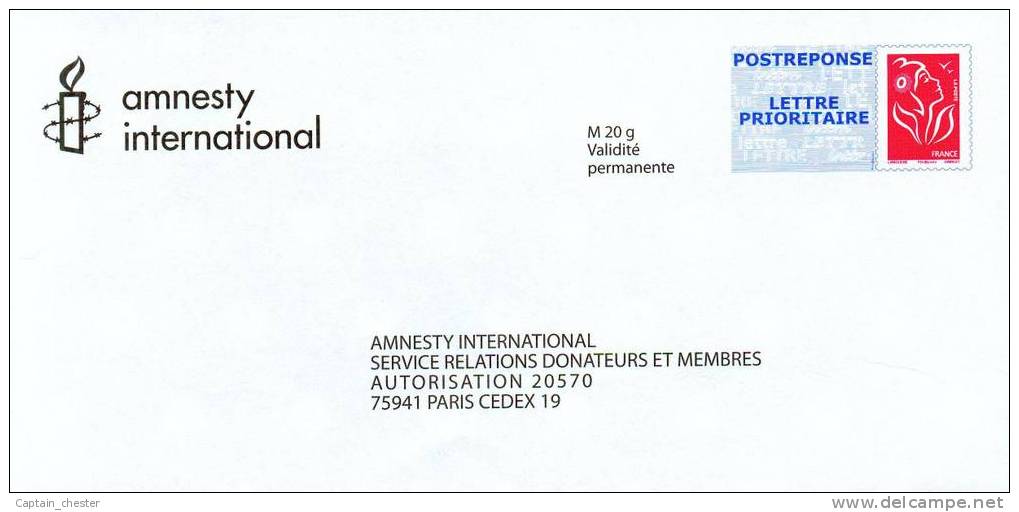 POSTREPONSE AMNESTY INTERNATIONAL ( 07P533 - Repiquage Lamouche ) - Prêts-à-poster: Réponse /Lamouche